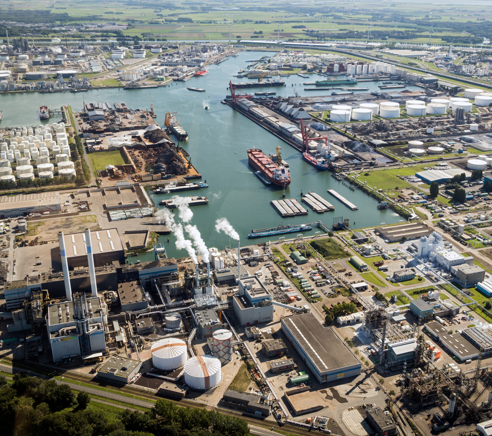 Aerial view of the port of Rotterdam